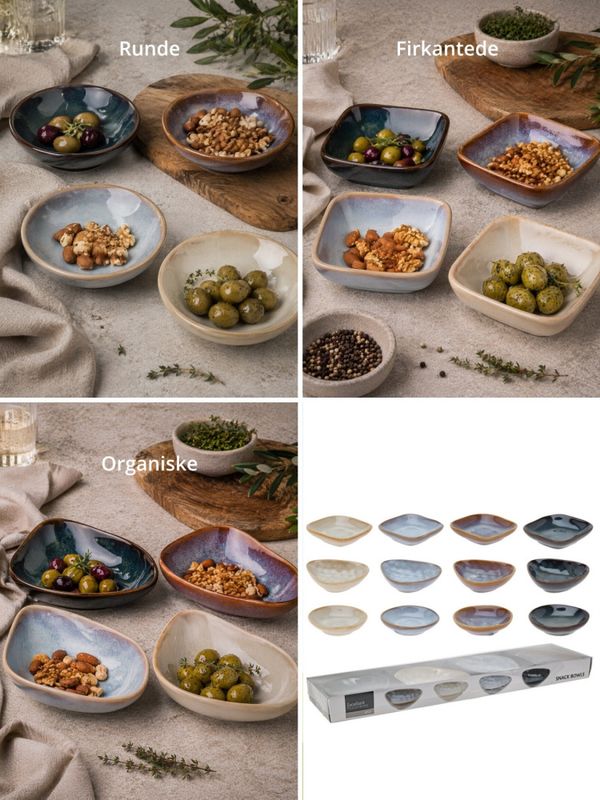 Snackskåler i steintøy - sett med 4