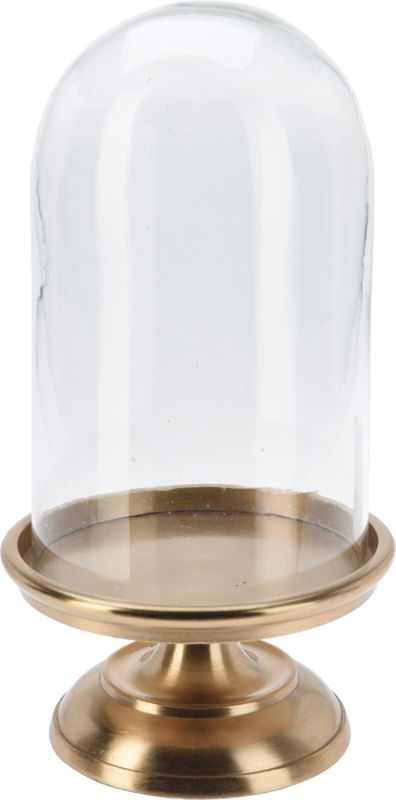 Glasskuppel med gullfarget fot - 28 cm